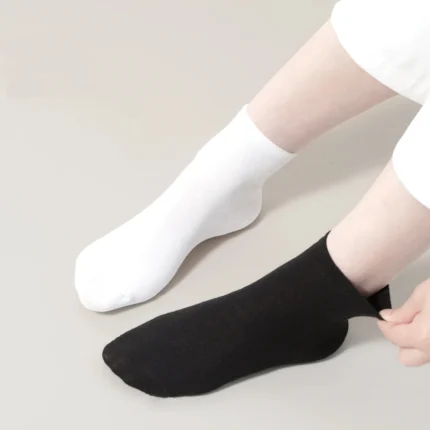 White Crew Socks for Men Women Breathable Solid Soft Anti-Slip Customizable for Daily Use Portable for Outdoor Travel Hotel