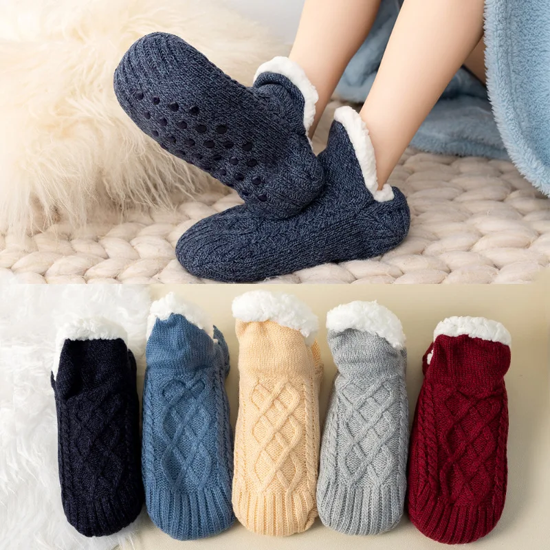 Hd21277f02e6f4800abce2140dca4b4ded.webp Quality Wholesale Warm Soft Non-Slip Indoor Grip Winter Socks Cute Thick Thermal Fashion for Adults Adult Women - Image 1